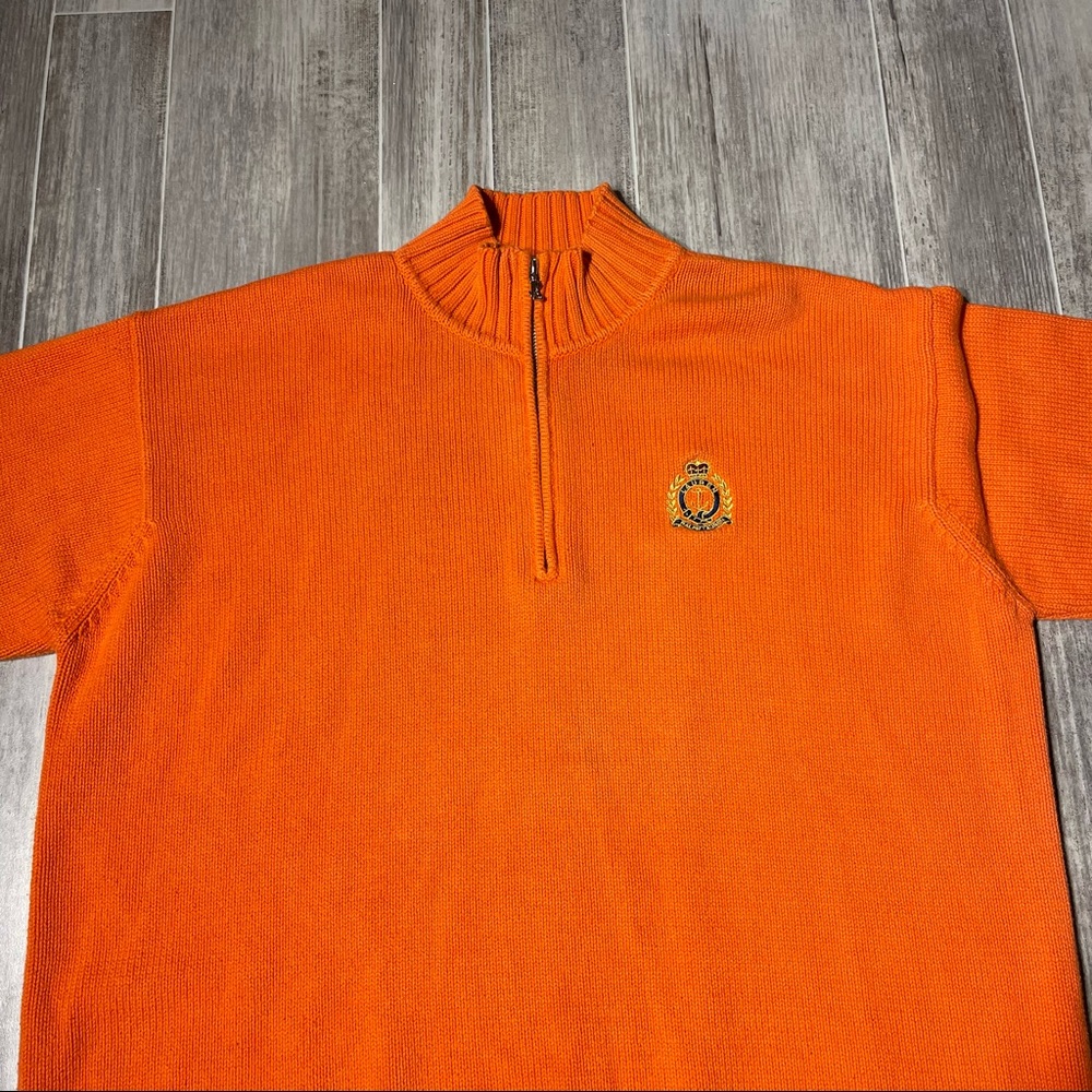 Lauren Ralph Lauren Knit Half Zip Sweater Orange XL